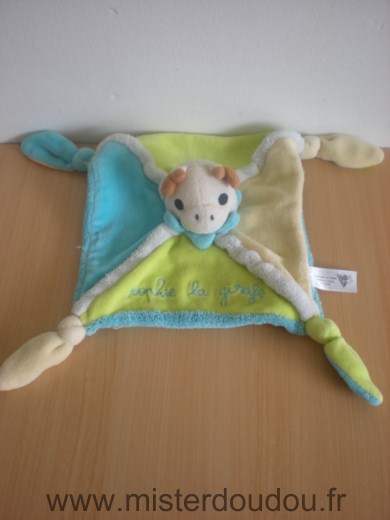 Doudou Girafe Vulli Bleu vert jaune sophie la girafe 