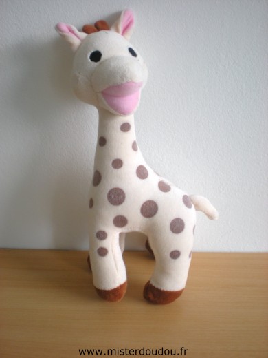 Doudou Sophie la Girafe écru pois marron mouchoir VULLI