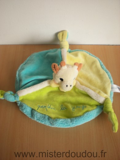 Doudou Girafe Vulli Rond bleu vert sophie la girafe 