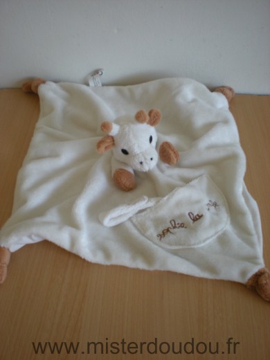 Doudou Girafe Vulli Sophie la girafe ecru beige attache tetine 