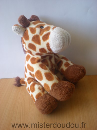 Doudou Girafe - marque non connue - Ecru taches marron 