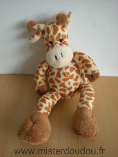 Doudou Girafe 0 Ecru taches marron billes noires pour les yeux 