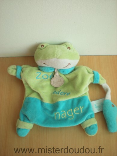 Doudou Grenouille Baby nat Bleu vert zoe adore nager 