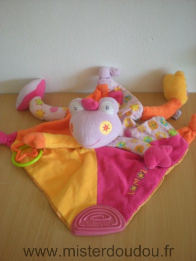 Doudou Grenouille Baby sun Lomolos rose jaune orange 