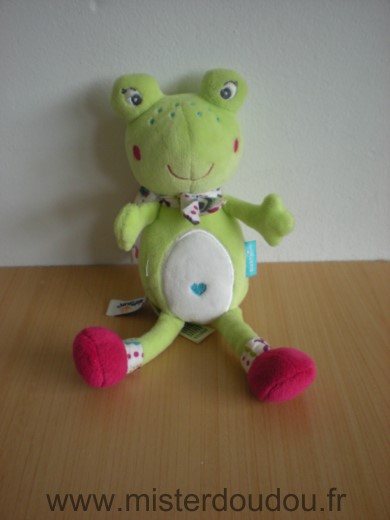 Doudou Grenouille Baby sun Vert blanc rouge 