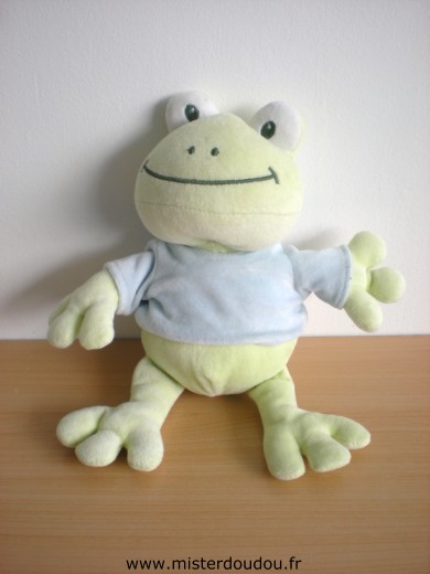 Doudou Grenouille Bengy Vert tshirt bleu 