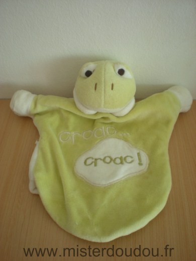 Doudou Grenouille Cmp Vert blanc croac ! eveil et tendresse 