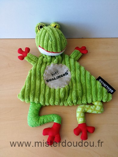 Doudou Grenouille Deglingos Vert rouge 