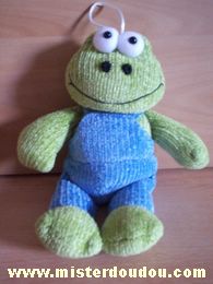 Doudou Grenouille Gipsy Vert salopette bleu 