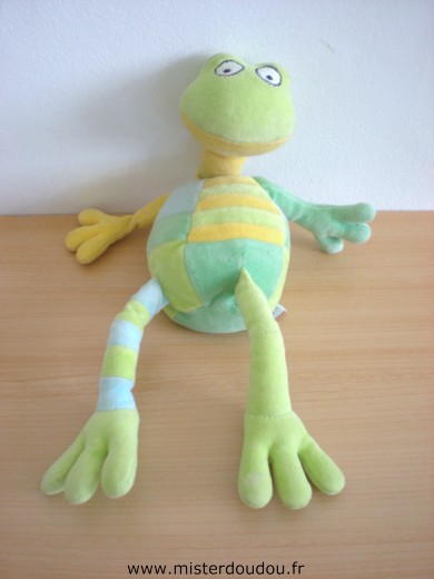 Doudou Grenouille Jellycat Vert jaune bleu 