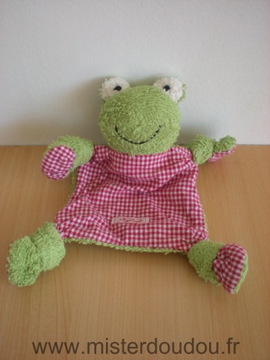 Doudou Grenouille Sigikid Vert vichy rouge 