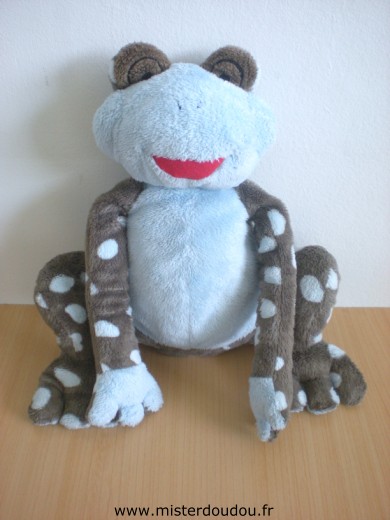 Doudou Grenouille Tcf Marron foncé bleu 