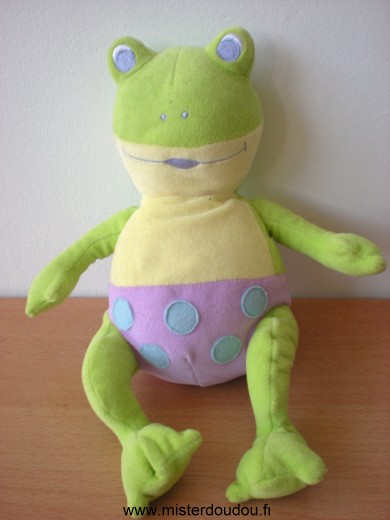 Doudou Grenouille Vulli Vert mauve jaune 