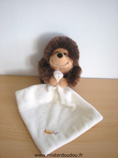 Doudou Hérisson Baby nat Herisson marron mouchoir  ecru babynat 