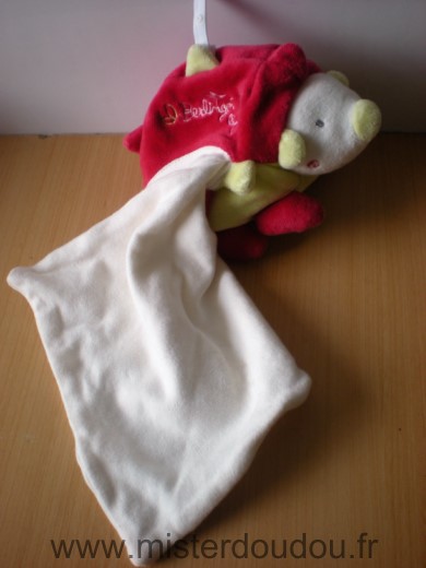 Doudou Hérisson Berlingot Rouge vert mouchoir blanc 