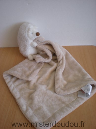 Doudou Hérisson Early days Blanc couverture beige 