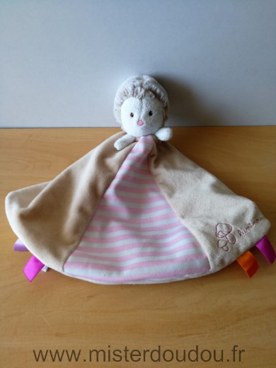 Doudou Hérisson Luminou Beige rose blanc 