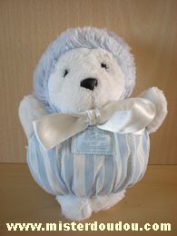 Doudou Hérisson Tartine et chocolat Bleu blanc Tête et pattes en peluche