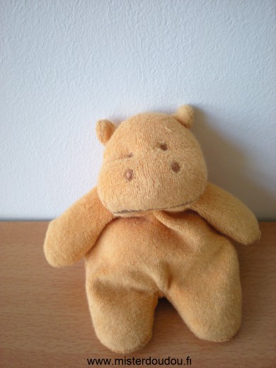 Doudou Hippopotame 0 Orange en tissus éponge 
