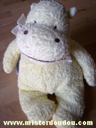 Doudou Hippopotame Amtoys Jaune Hippopotame avec un foulard blanc