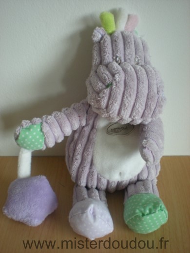 Doudou Hippopotame Baby nat Mauve blanc 