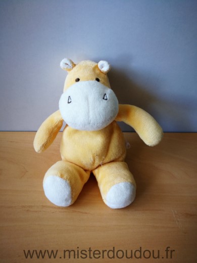 Doudou Hippopotame Baby sun Jaune blanc 