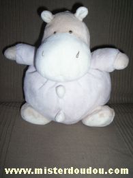 Doudou Hippopotame Baby sun Mauve clair beige blanc 