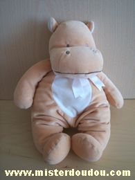 Doudou Hippopotame Bengy Beige blanc 