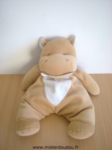 Doudou Hippopotame Bengy Beige blanc Petit modèle