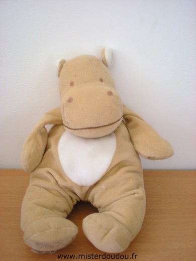 Doudou Hippopotame Bengy Marron blanc 