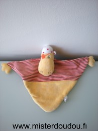 Doudou Hippopotame Carré blanc Jaune, rayé rouge blanc erneste 