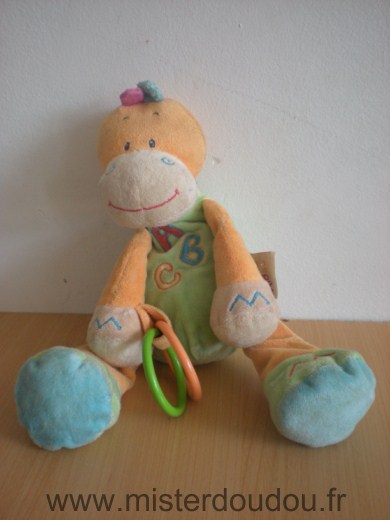 Doudou Hippopotame Doukidou Orange vert abc 