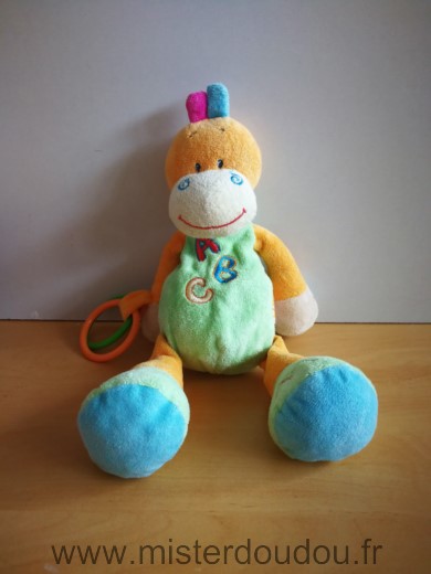 Doudou Hippopotame Doukidou Vert orange abc 