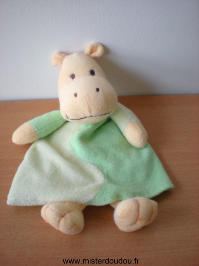 Doudou Hippopotame Giftoys Tissus eponge vert beige 