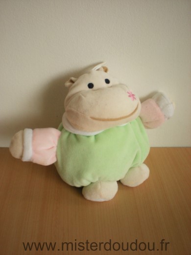 Doudou Hippopotame Gipsy Vert ecru 