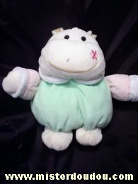 Doudou Hippopotame Gipsy Vert ecru rose 