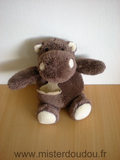 Doudou Hippopotame Histoire d ours Marron ecru Petit modèle