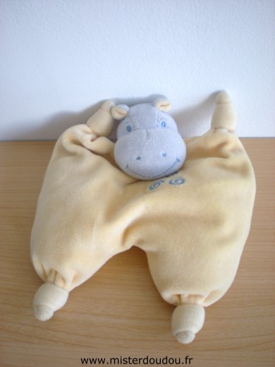 Doudou Hippopotame Jollybaby Jaune mauve 3 spirales 