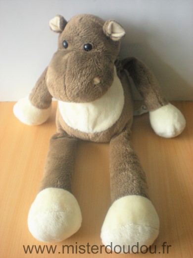 Doudou Hippopotame Monoprix Marron ecru 