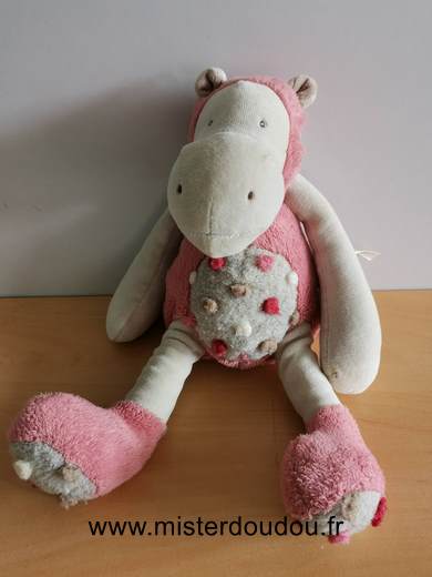 Doudou Hippopotame Moulin roty Rose beige a poids les zazous 