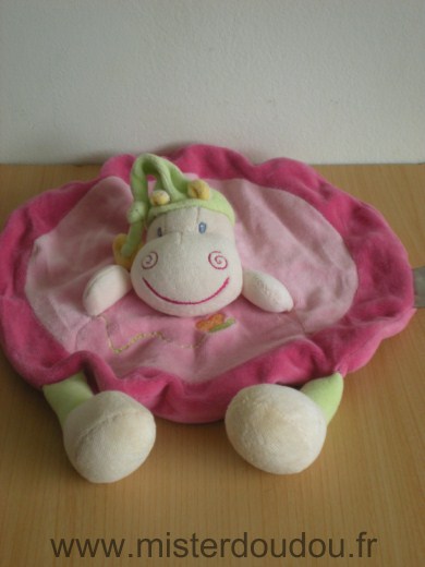 Doudou Hippopotame Nattou Rose bonnet vert 