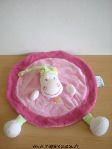 Doudou Hippopotame Nattou Rose bonnet vert 