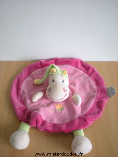 Doudou Hippopotame Nattou Rose bonnet vert 