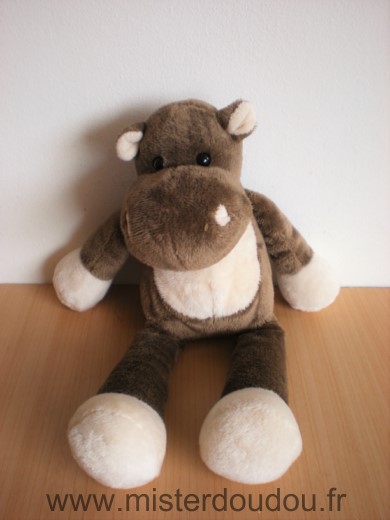 Doudou Hippopotame Nicotoy Marron blanc 