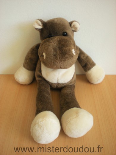 Doudou Hippopotame Nicotoy Marron blanc 