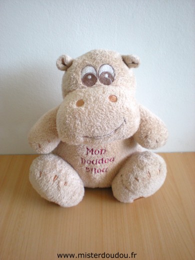 Doudou Hippopotame Orchestra Beige brodé 