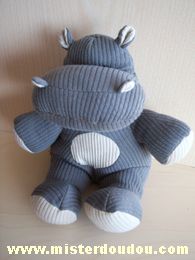 Doudou Hippopotame Planet pluch Gris beige 