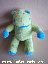 Doudou Hippopotame Sodifac Vert bleu 