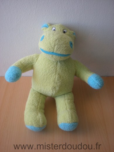 Doudou Hippopotame Sodifac Vert bleu 