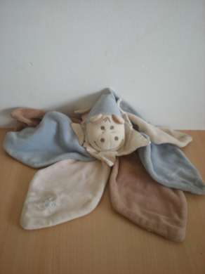 Doudou Hippopotame Takinou Hyppolyte , bleu beige marron 